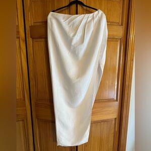 Novaluxe White Linen Asymmetrical Maxi Skirt